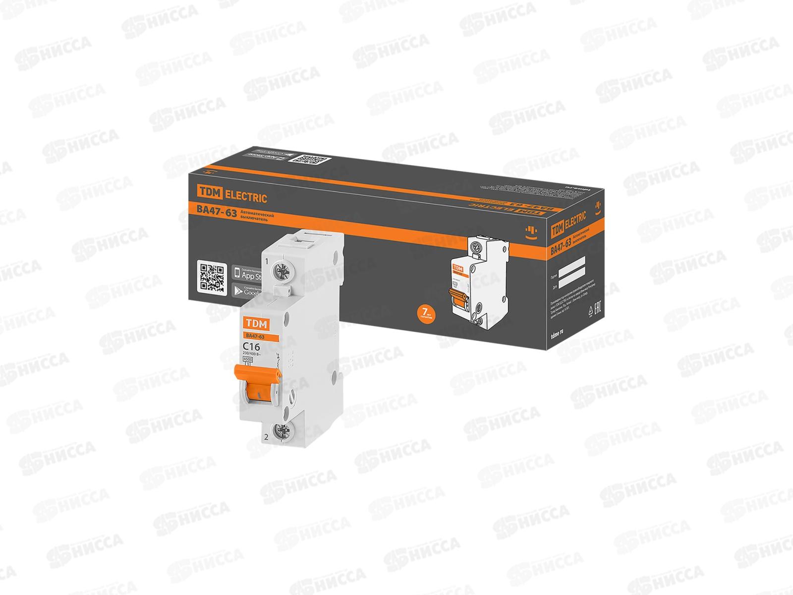 Автоматический выключатель ВА47-63 1P 16А 4,5кА C TDM *12/120