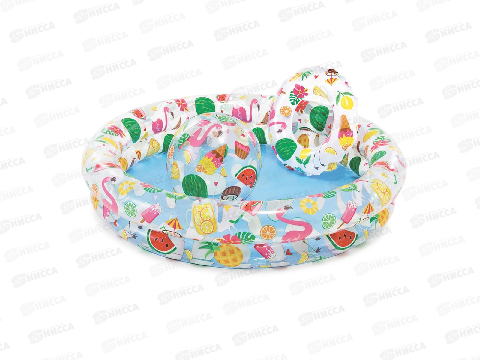 Бассейн 59460 (122х25) с кругом и мячом в пакете  INTEX  *12