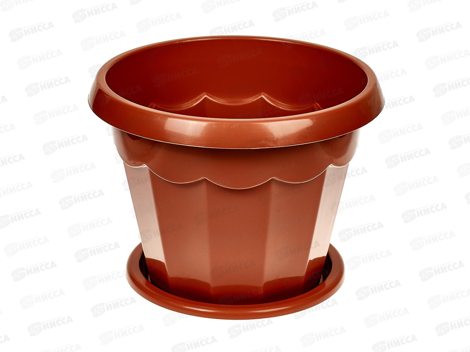 Горшок цветочный  &quotГармония&quot 2,5л с поддоном (коричневый ) *30 М1575