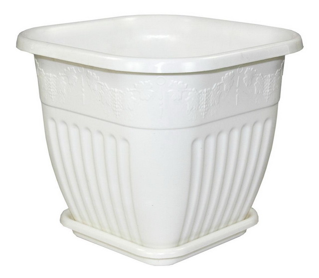 Горшок-Кашпо Лозанна 3л с поддоном  квадратный (белый) *15 М1615