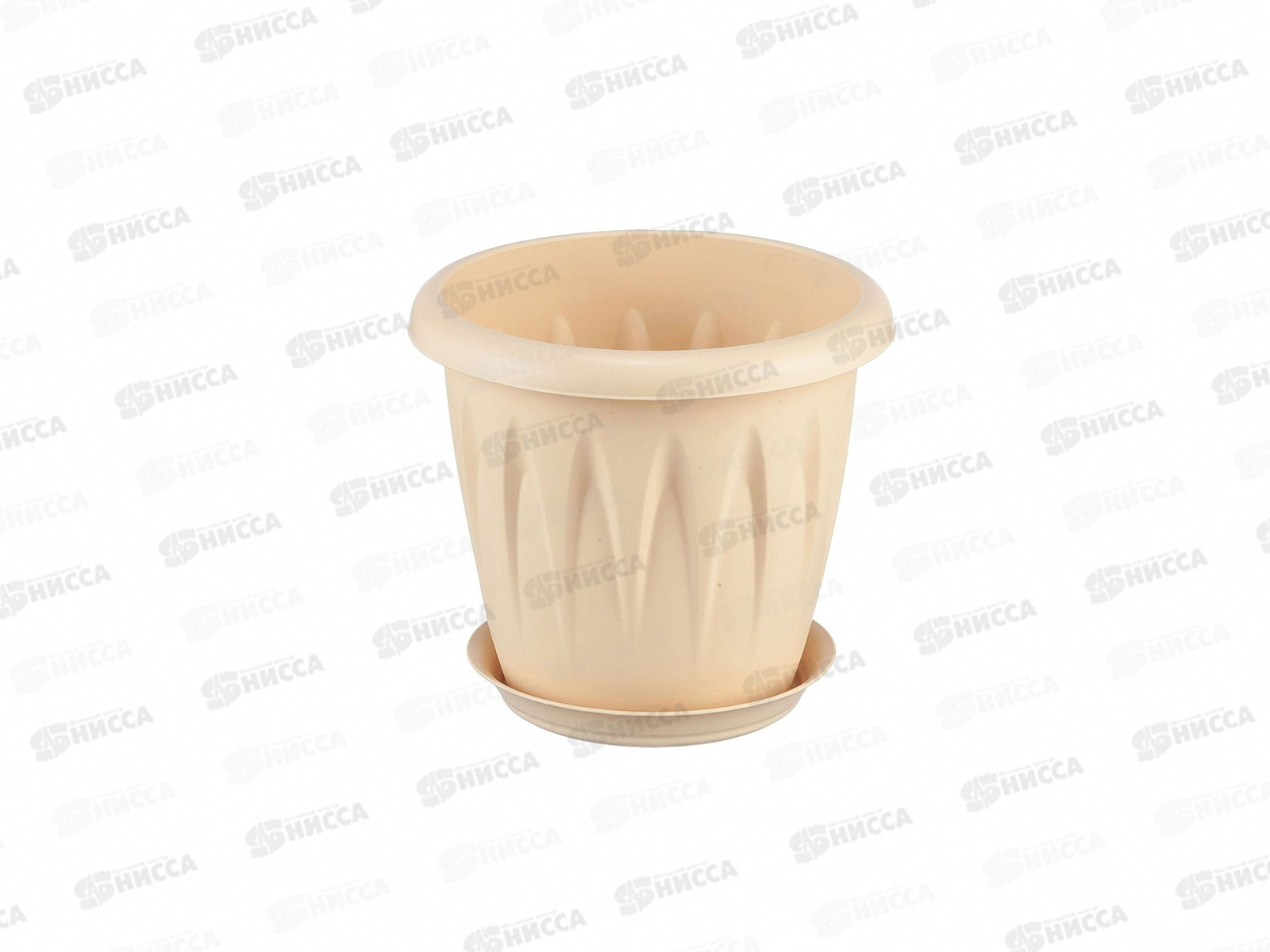 Кашпо АЛИЦИЯ D120мм 0,6л Белая глина с поддоном  М3063 *30