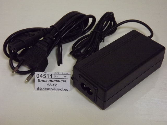 Блок питания 12-12 для светодиодной ленты DC 12В 12Вт с сетевым шнуром, 0052 TDM