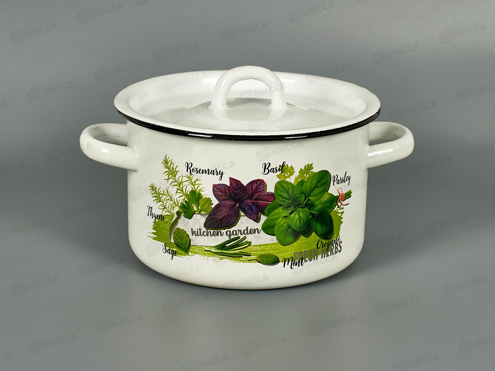 Кастрюля 2,0л эмалированная с рисунком 01-1610.1/4 Базилик *8