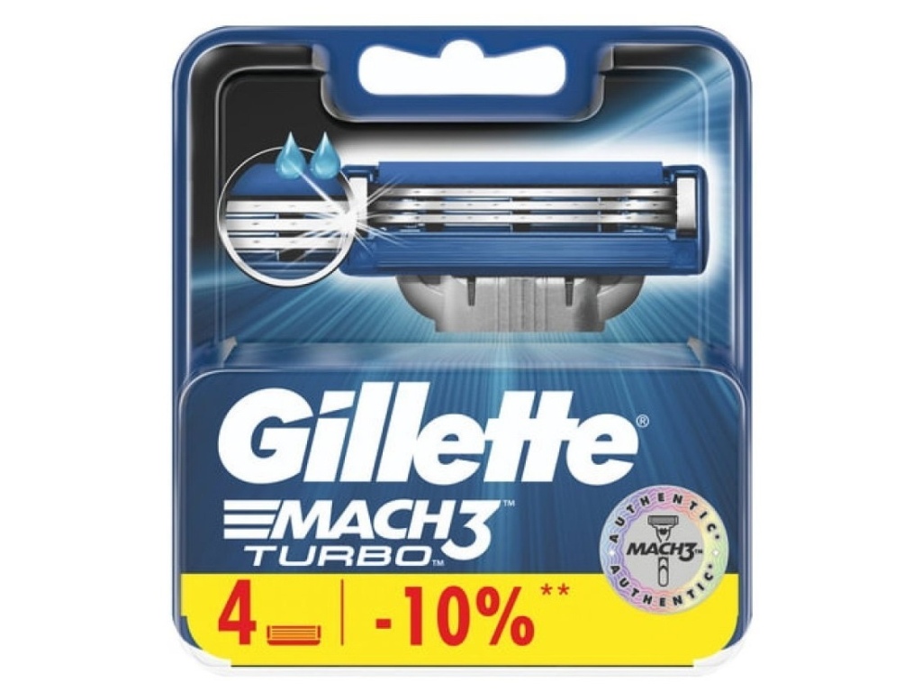 Жиллет МАК-3 ТУРБО кассеты 4 штуки *20