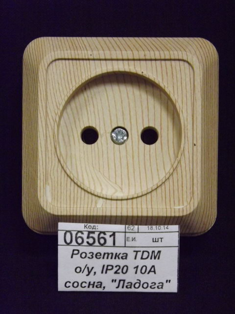 Розетка TDM открытой установки, IP20 10А сосна, &quotЛадога&quot, 0049