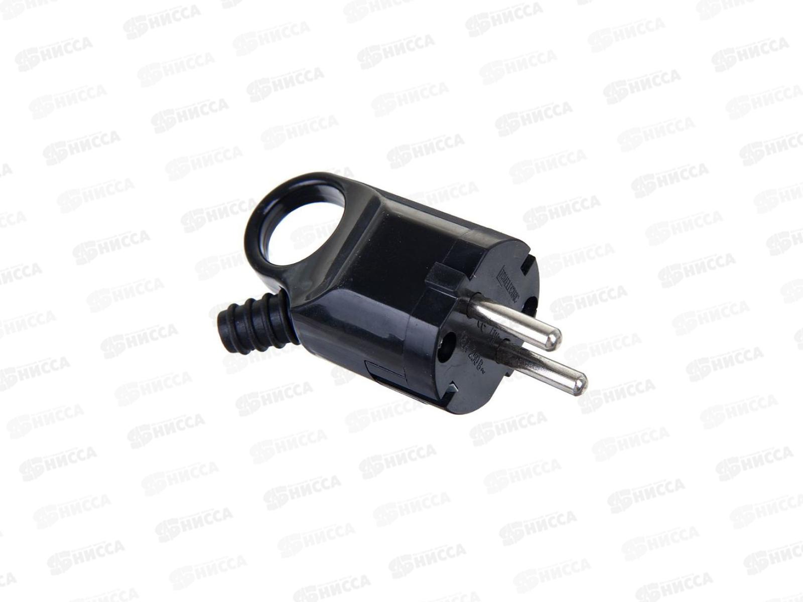 Вилка TDM угловая с ушком с заземлением черная 16А 250В *35