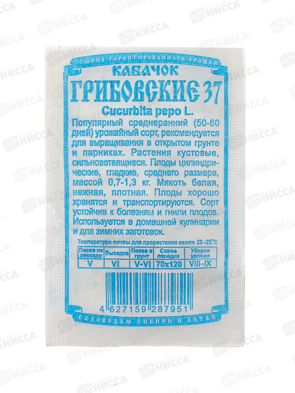 Кабачок Грибовский 37 (8шт белый пакет) ДемСиб *20 +