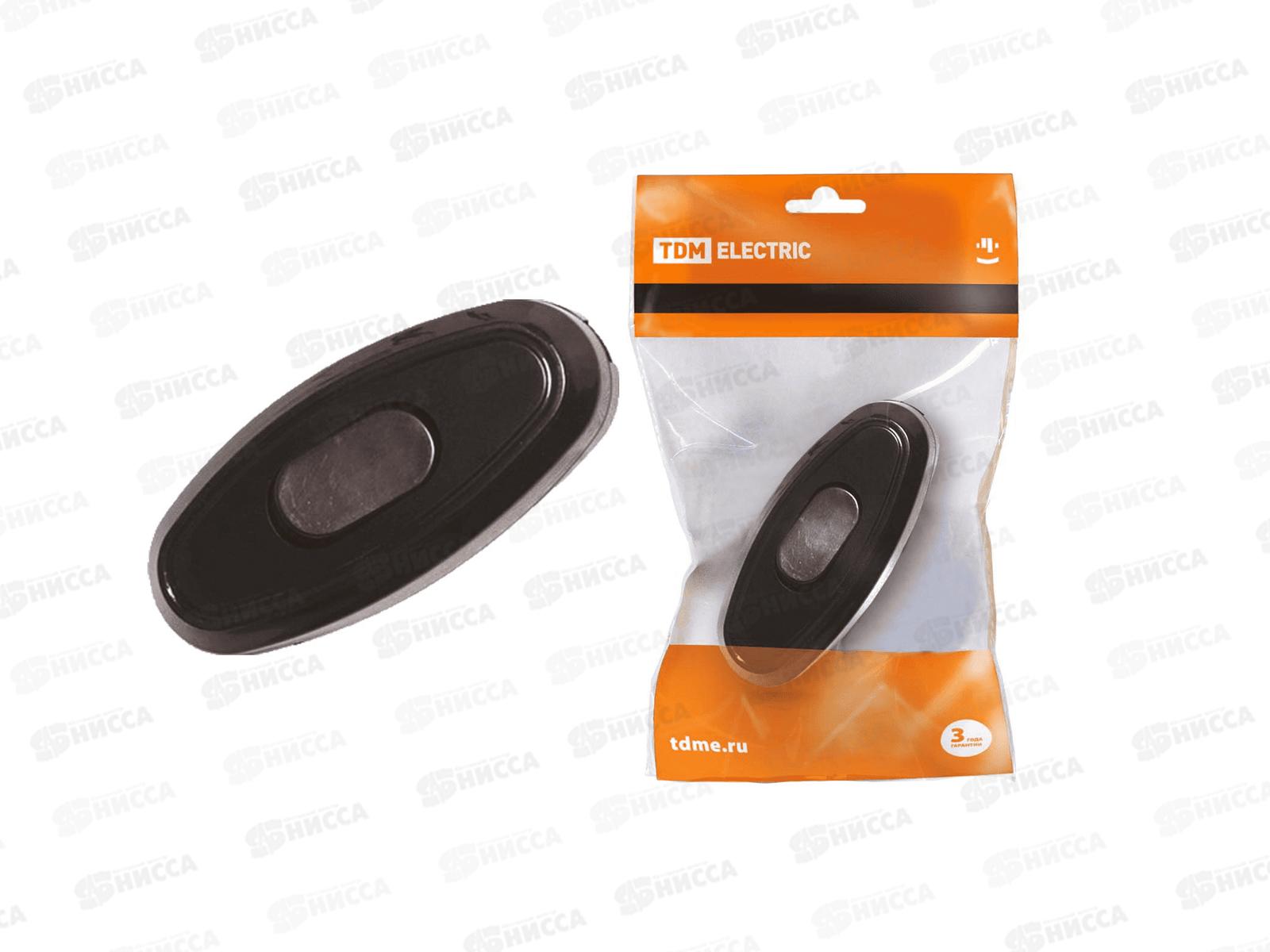 Выключатель на шнур TDM  6А 250В черный *80