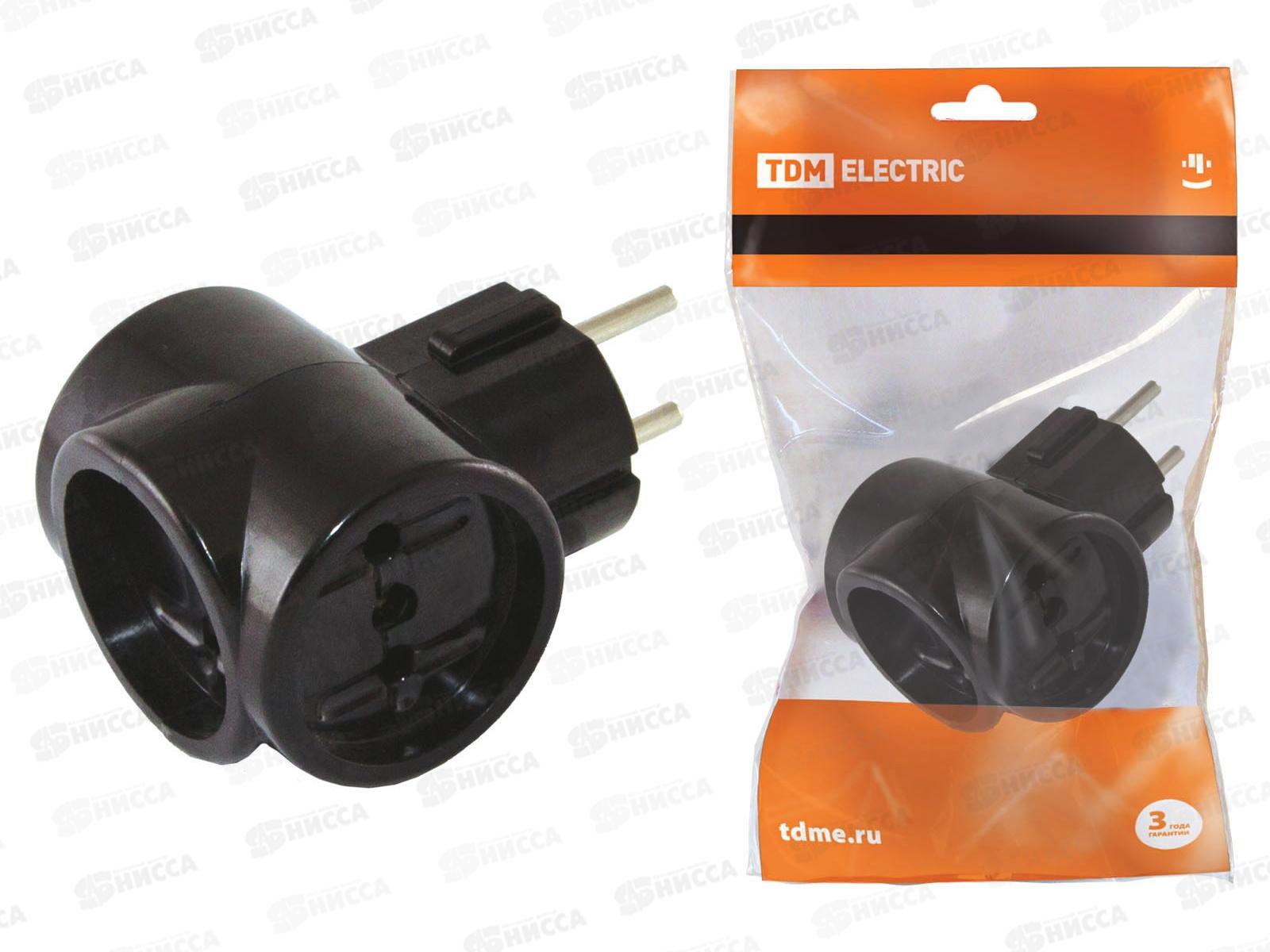 Тройник TDM 3*2П 16А 250В Евро &quotРетро&quot карболит  *20