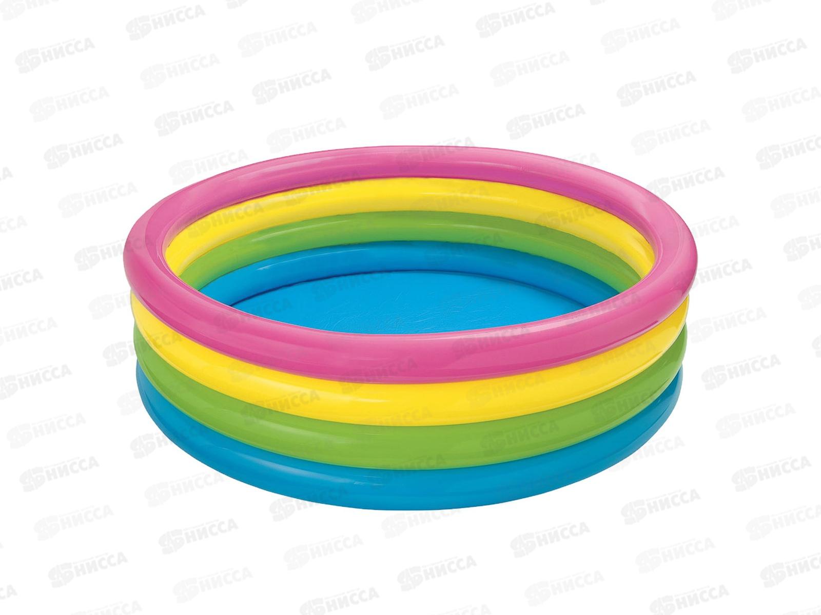 Бассейн 56441 (168х46см) 4 кольца Радуга в коробке INTEX  *6