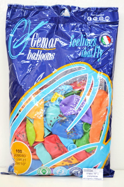 Шары 10&quot с рисунком ассорти (упаковка 100шт) 1103-0007 *100