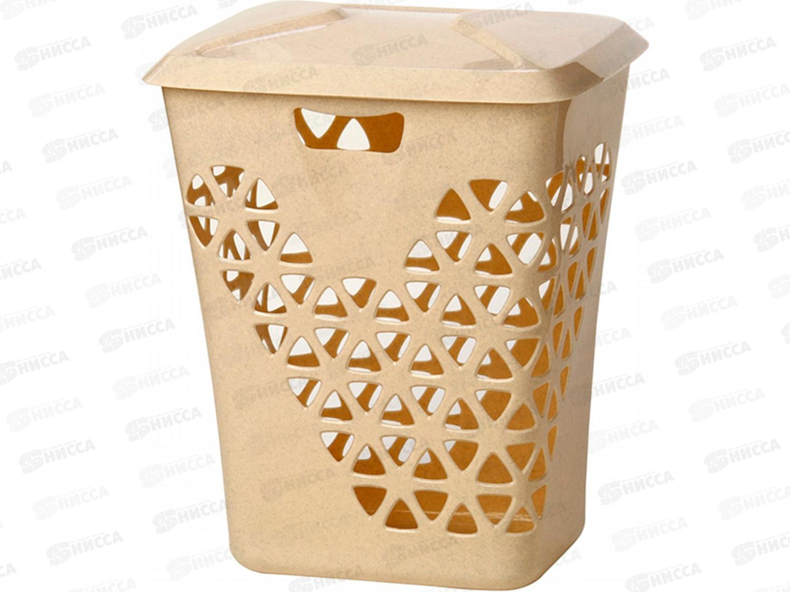 Корзина 60,0л для белья Венеция бежевый  мрамор М2606 *6