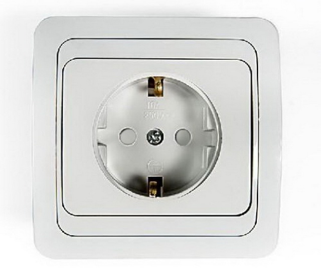 Розетка скрытой установки CLASSICO белая, заземляющий контакт со шторками 2028x-W *10
