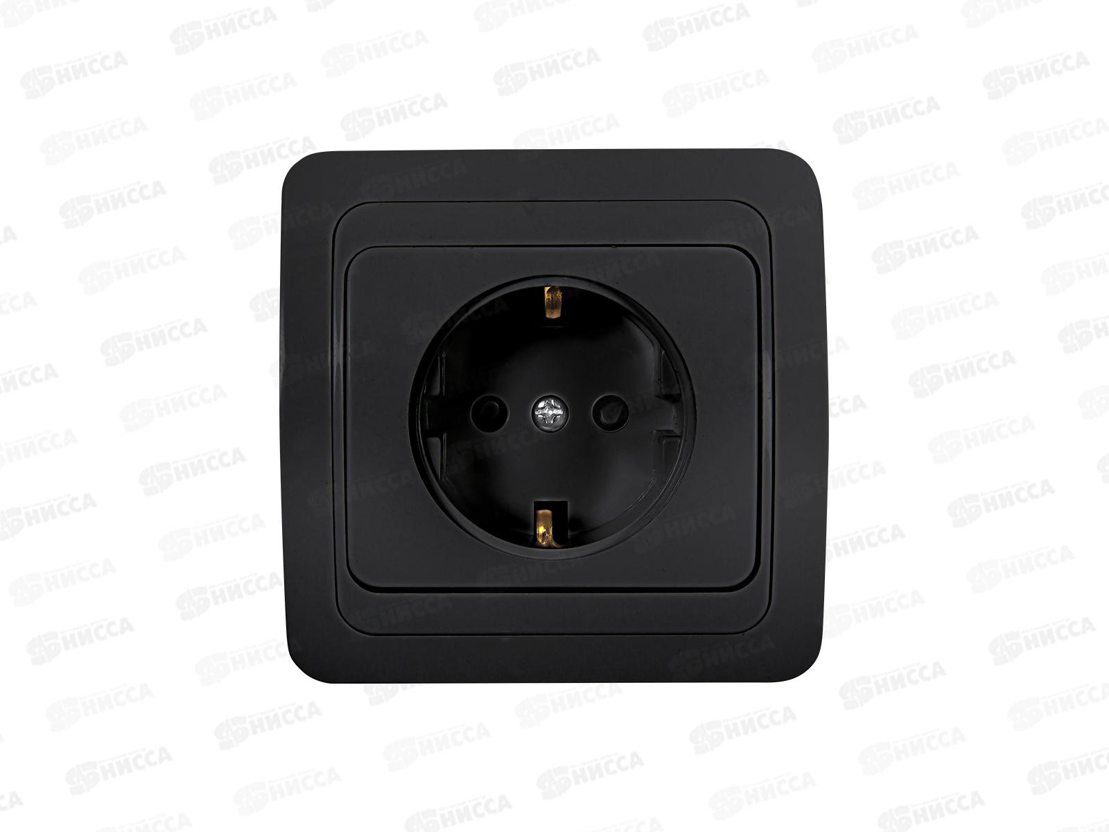 Розетка накладная CLASSICO черная, с заземлением, 2028B IN HOME