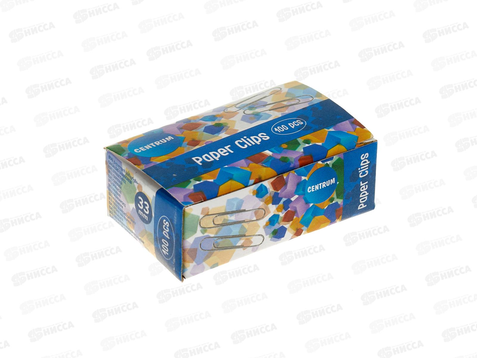 Скрепки CENTRUM 33мм 100шт никелированные, 80058 *10/400