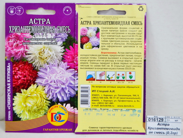 Астра Хризантемовидная смесь (0,2грамм) ДемСиб