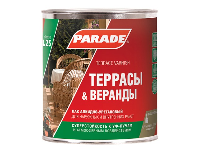 ЛАК для терасс алкидно-уретановый L25 PARADE глянец 0,75л *6 3752 ЛАКРА