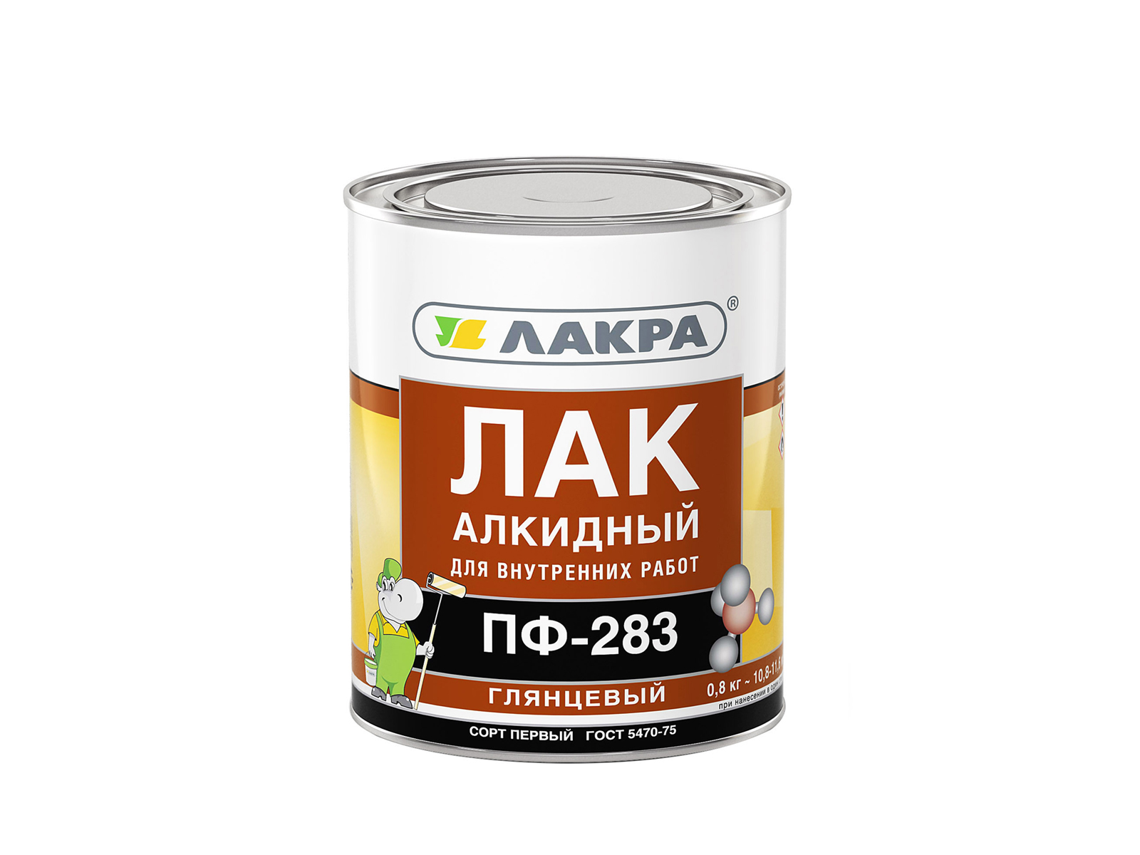 ЛАК ПФ-283 алкидный 0,8кг Лакра, 0921 *10