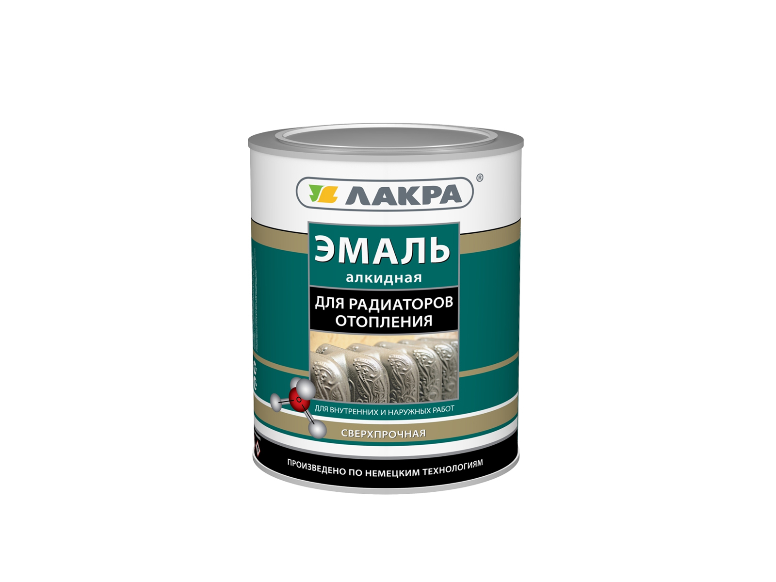 ЭМАЛЬ ЛАКРА для радиатора алкидная белая полуматовая 0,9кг *10 3968 Л