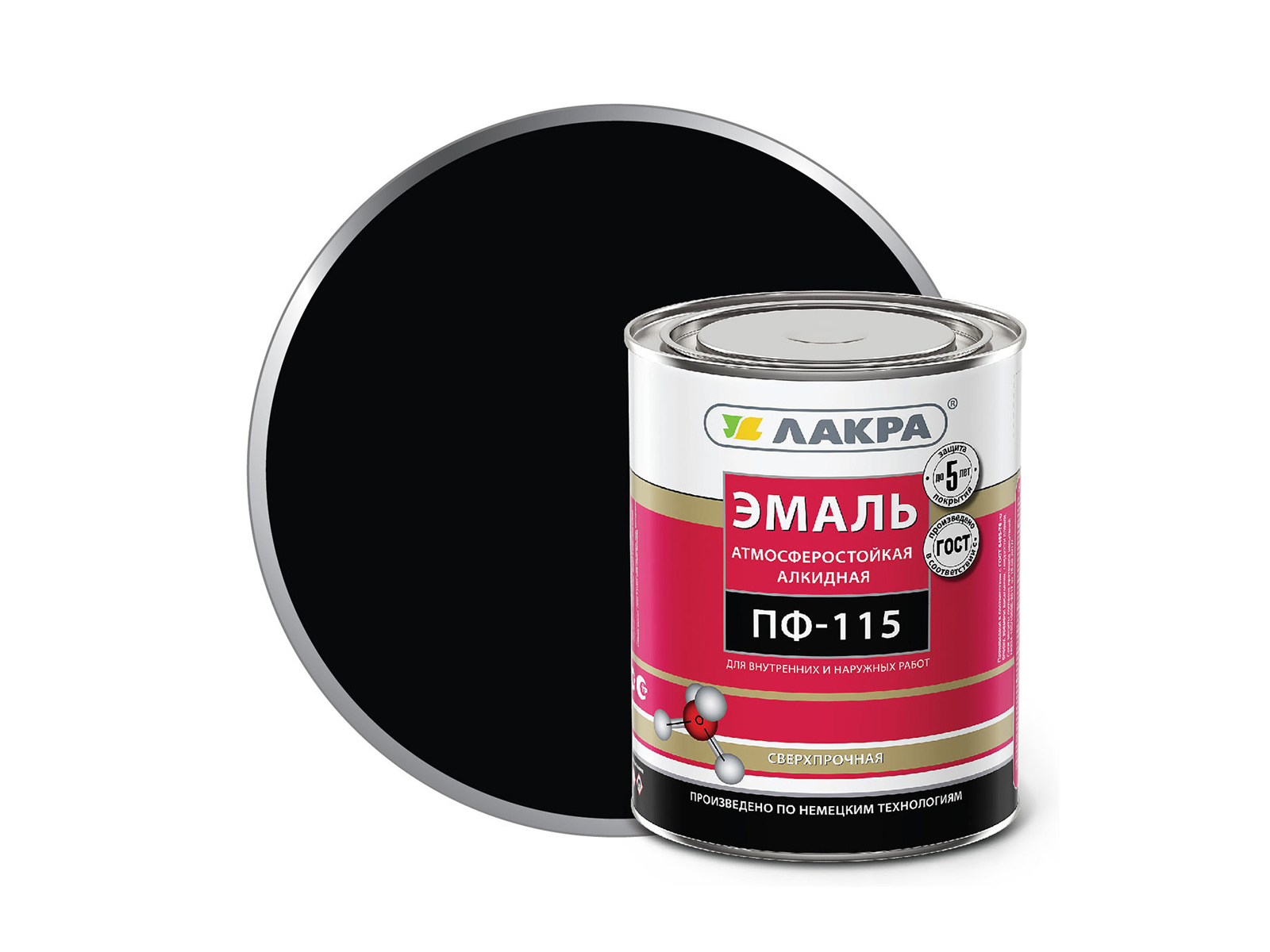 ЭМАЛЬ ЛАКРА ПФ-115 Черная 0,9кг *10