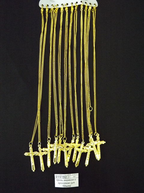 Цепь тонкая с крестом (в упаковке 12шт)