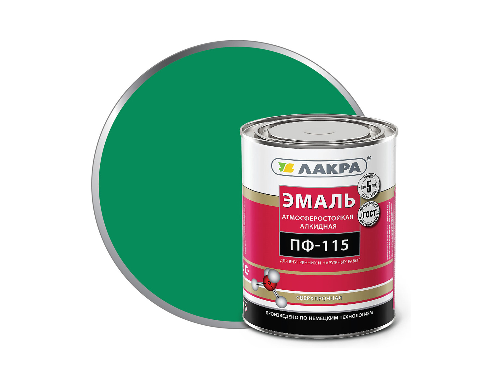 ЭМАЛЬ ЛАКРА ПФ-115 Зеленая 2кг *6  1008 Л
