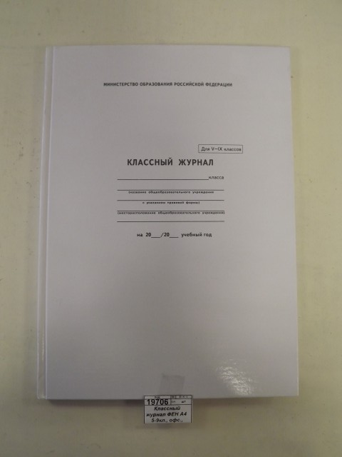 Классный журнал ФЕН А4  5-9 класс, офсетный, твердая обложка, 5192 *10