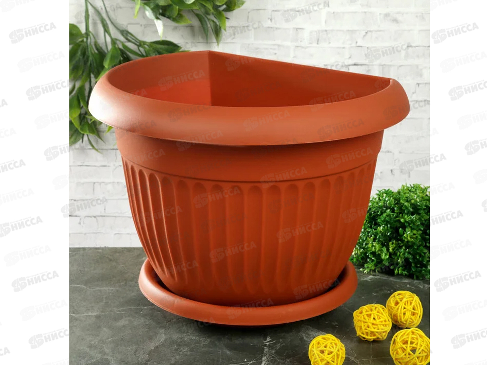Кашпо настенное Ливия Д26см Терракотовый  3112*15