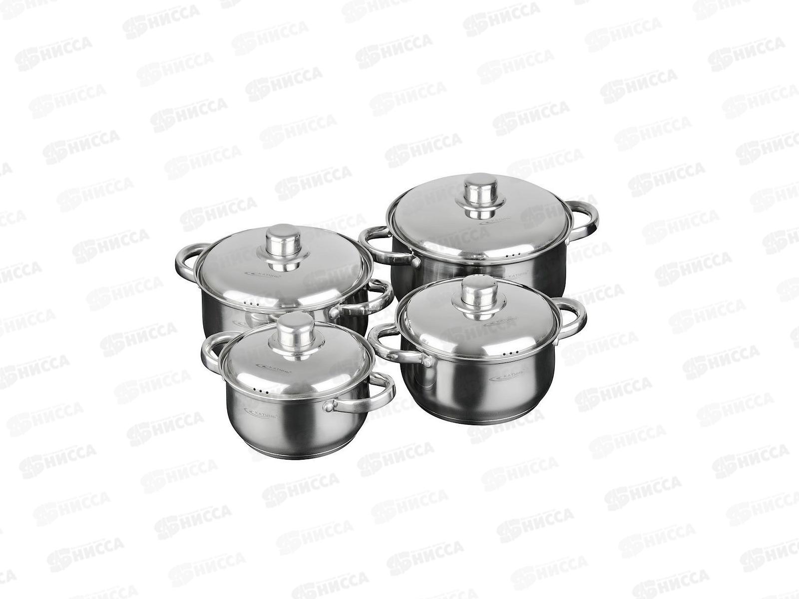 Набор кастрюль 8предметов Гретта(1,8+2,5л+3,4л+4,5л) металлический корпус подарочная упаковка КТО4-Е