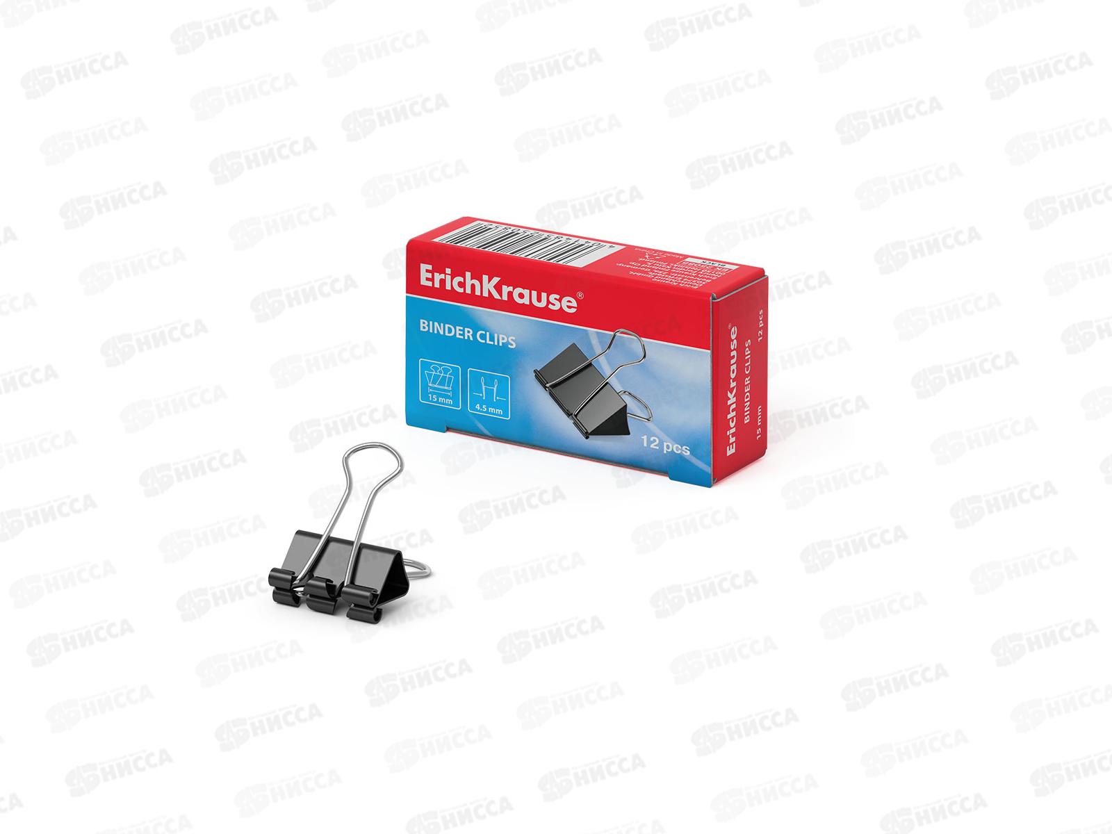 Зажим для бумаг EK черный, 25085 15мм 12шт  *12