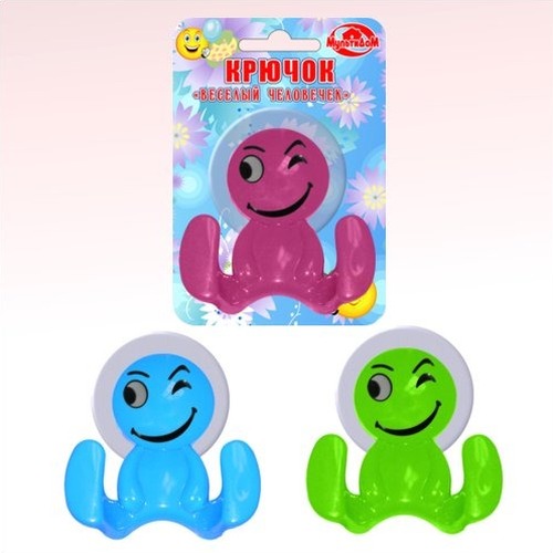 Крючок &quotВеселый человечек&quot/&quotУлыбка&quot на присоске TL27-68 *12