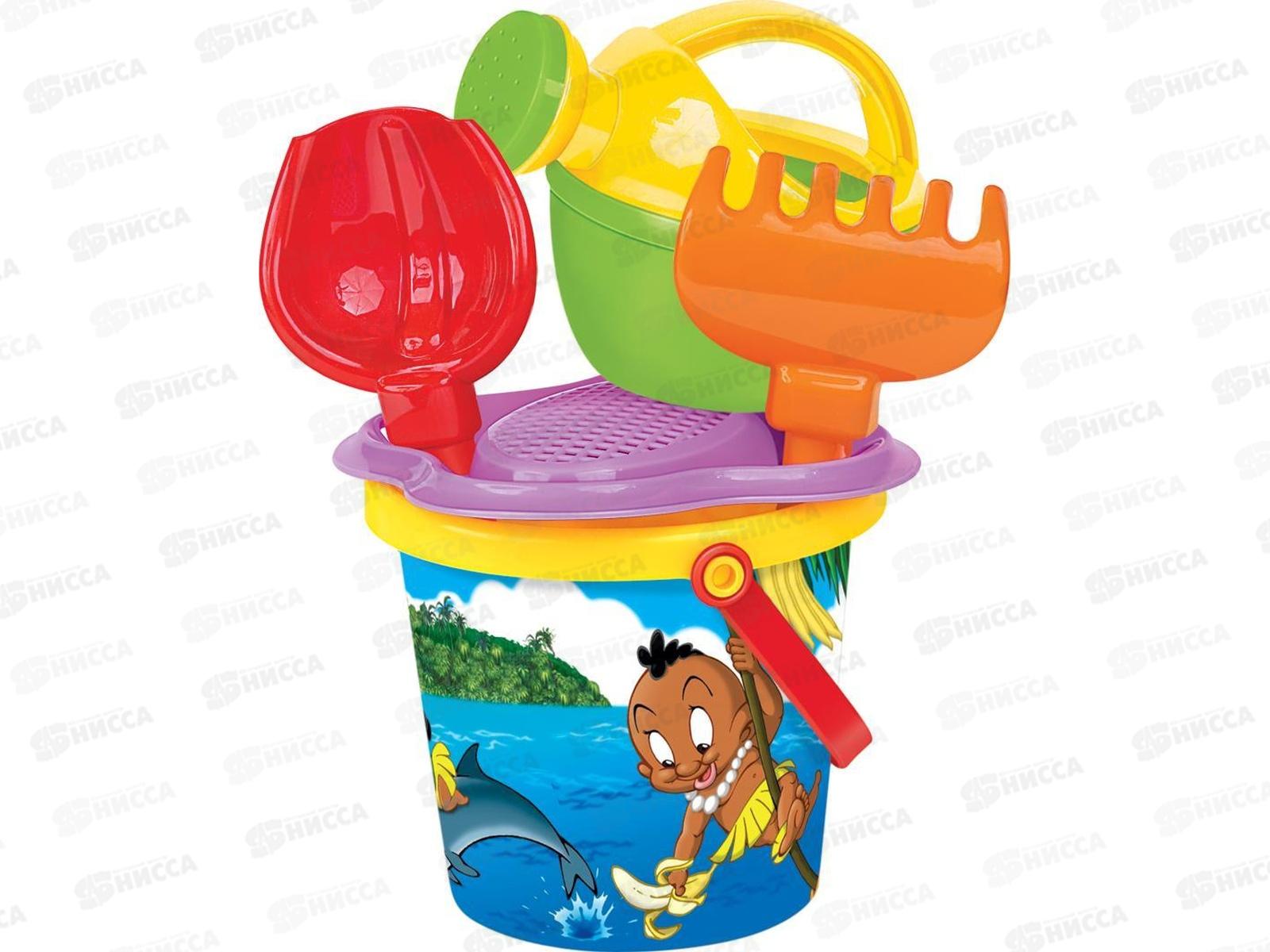 Набор песочный №210, 0672 (ведро маленькое+ситечко+совок№2+граби+лейка) *28