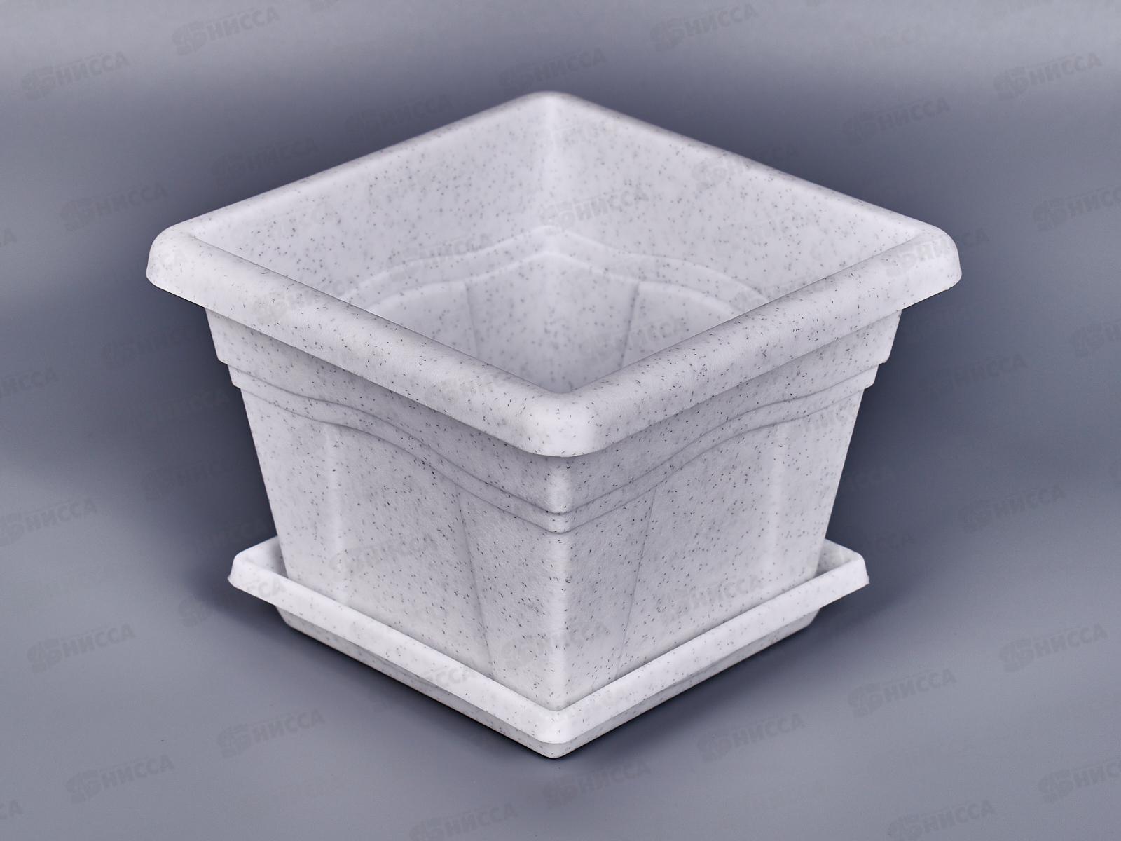 Горшок Квадро-0,63л Мрамор с поддоном  160 М АВ *50