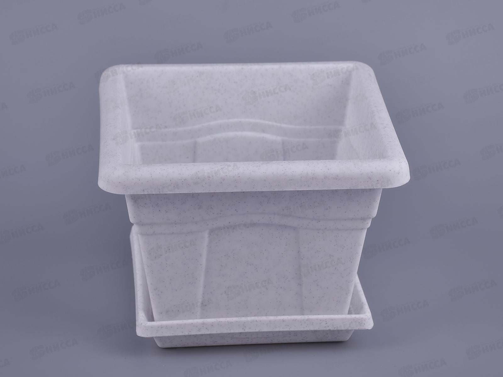 Горшок Квадро-1,48л Мрамор с поддоном   161 М АВ *32