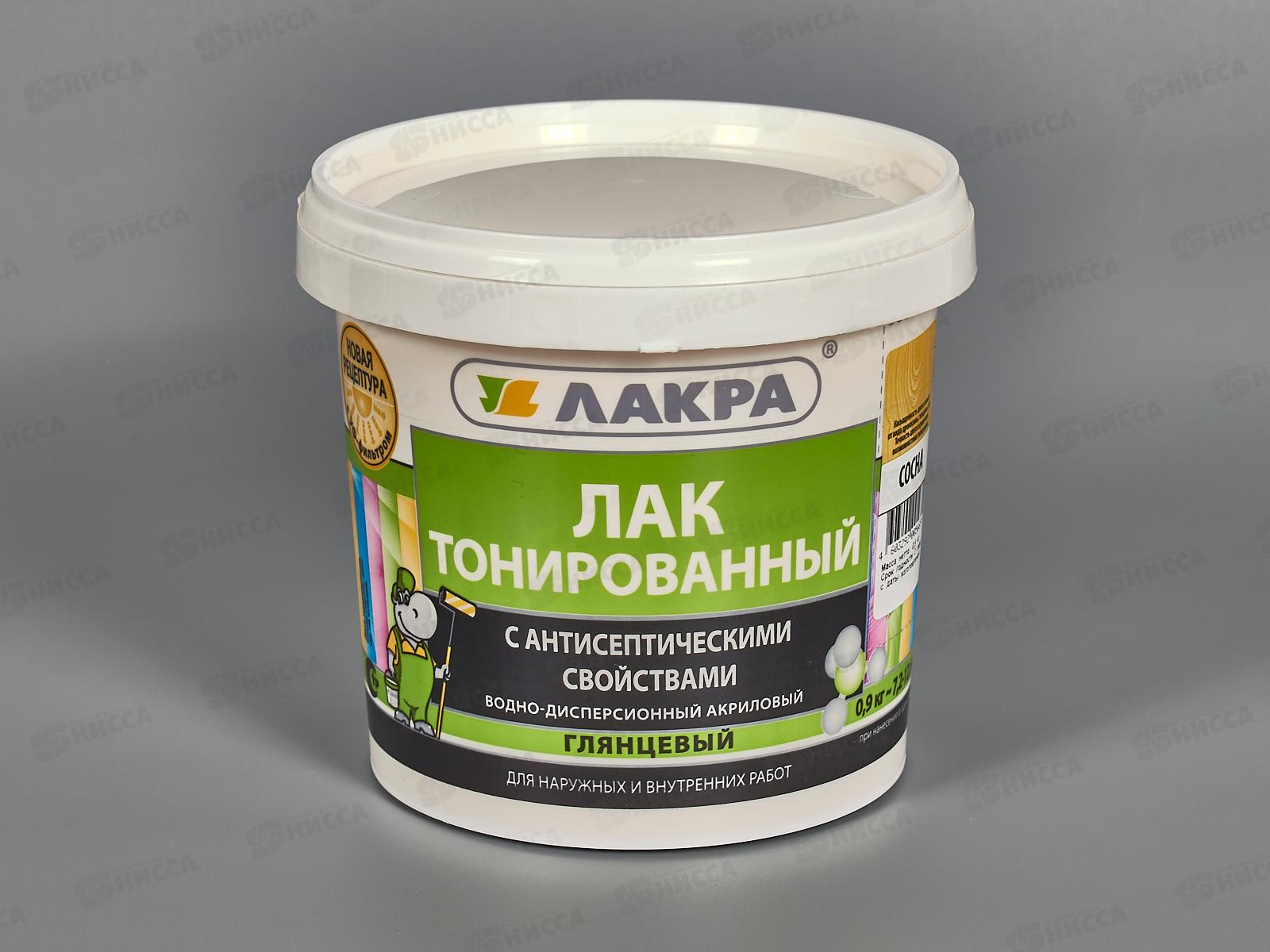 ЛАК воднодисперсионный тонированный Сосна 0.9кг Л-С *6 ЛАКРА