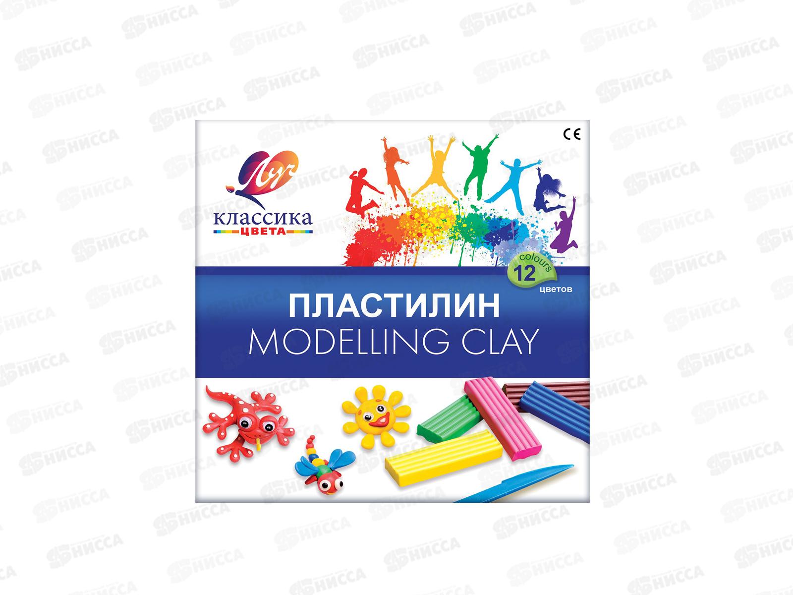 Пластилин 12 цветов 240 грамм ЛУЧ Классика, картонная упаковка, 7с331-08 *20