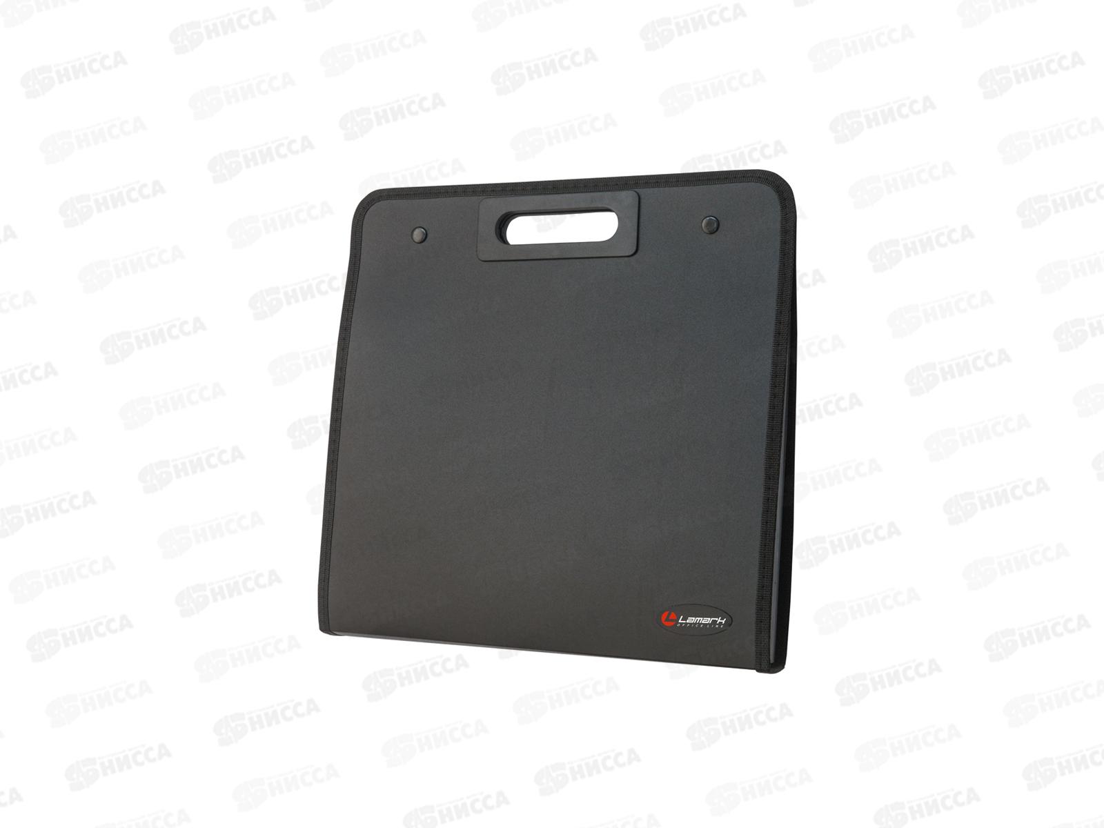Портфель пластиковый LAMARK 13 отделений, вырубные ручки, черный, 0008-BK *6/48