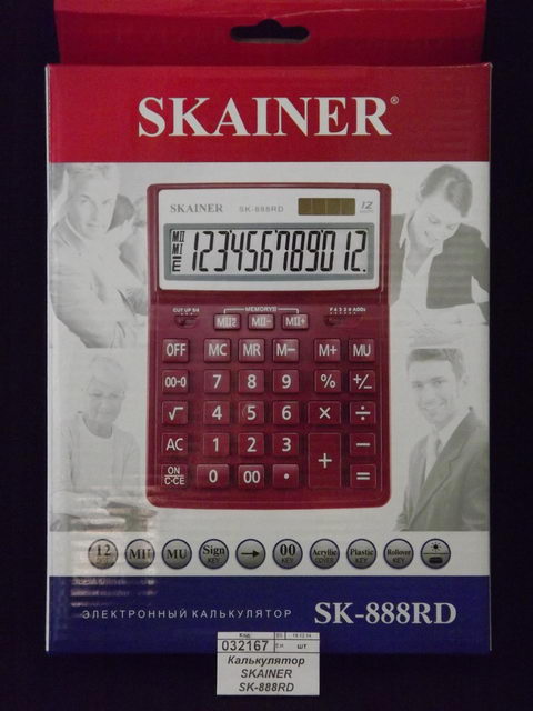 Калькулятор SKAINER SK-888XRD 12разр., крас, бухг., наст.