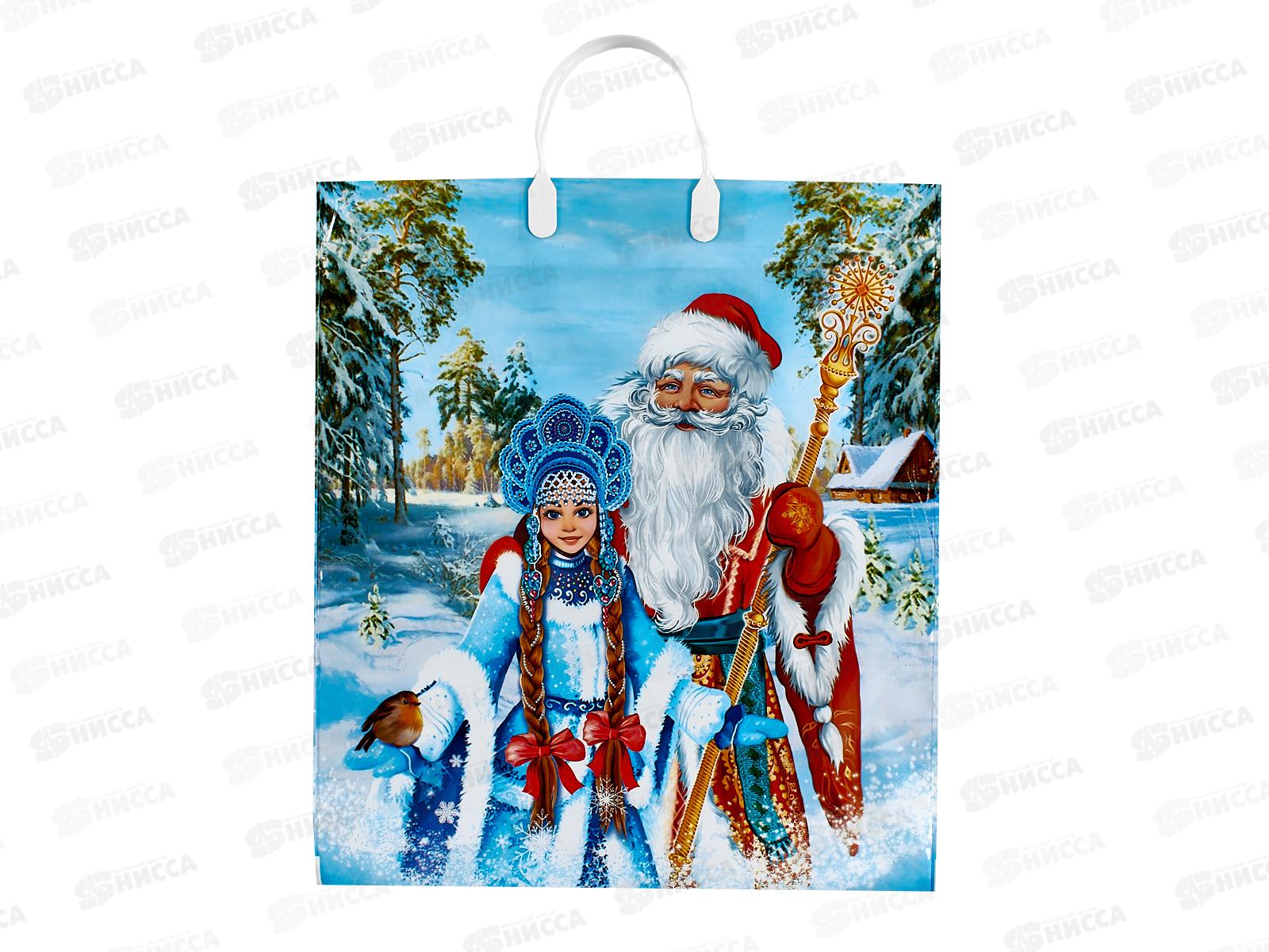 Пакет с пластиковой ручкой Новый Год 40*44  Волшебная встреча *10/100