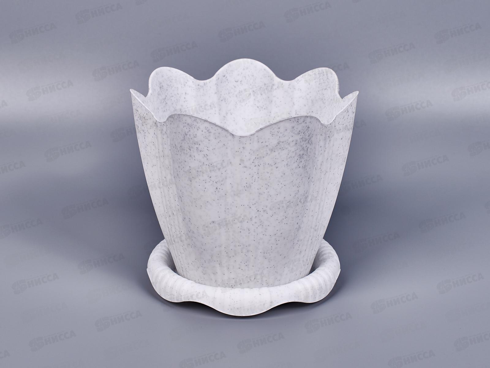 Горшок Эдельвейс-0,65л Мрамор 12см с поддоном  С190М *36