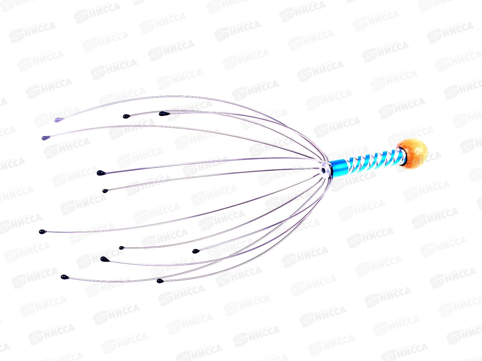 Массажер мурашка для головы металлическая+деревянная  (21304)  Ж