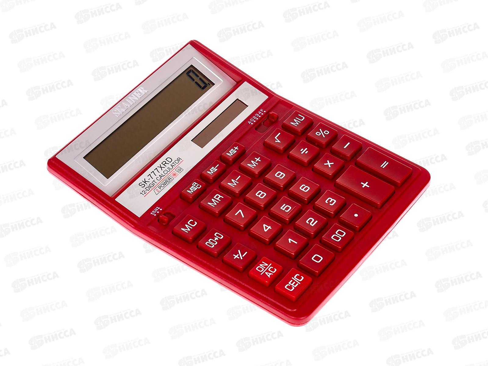 Калькулятор SKAINER SK-777XRD 12 разрядный, красный, бухгалтерский, настольный