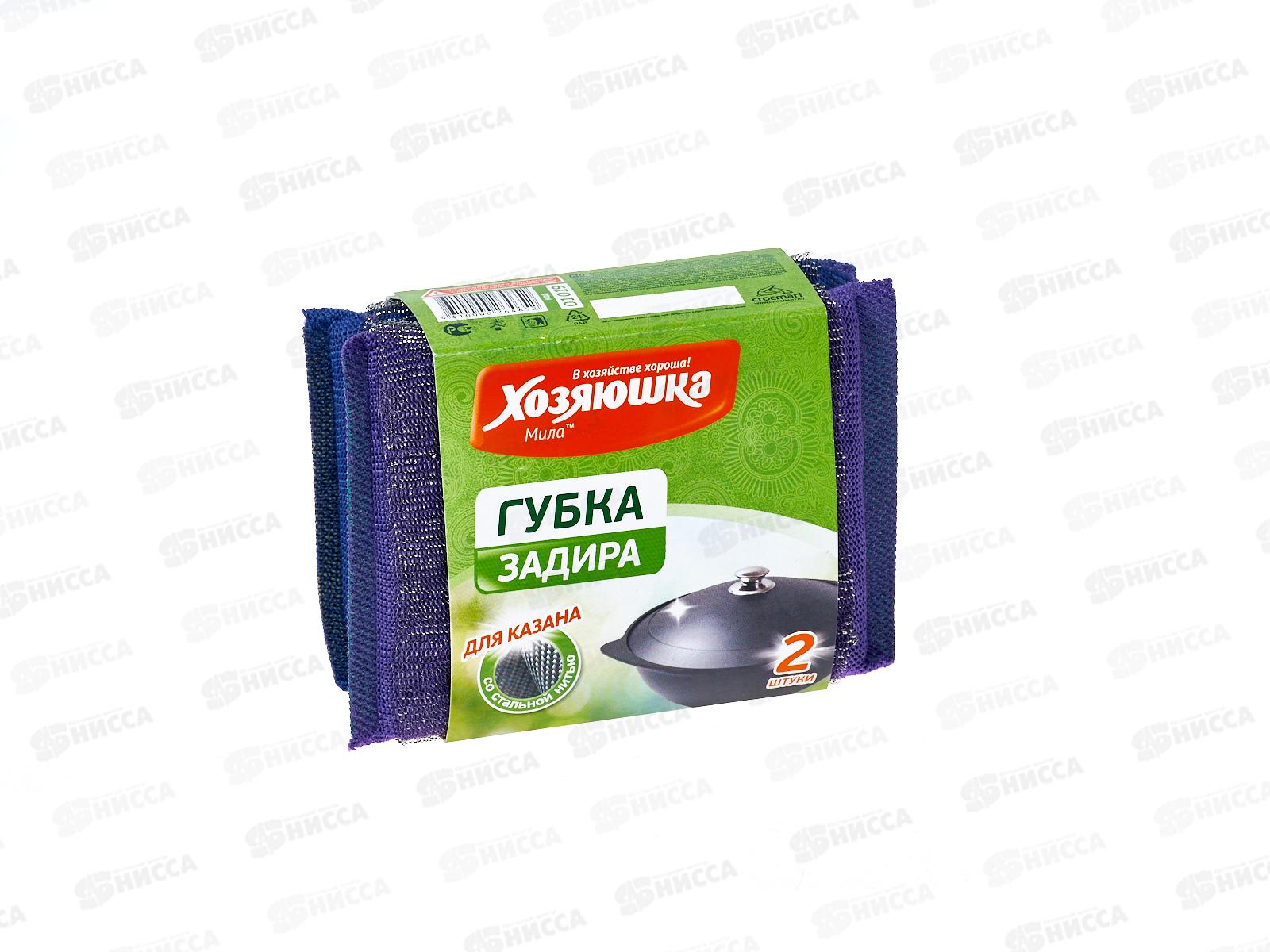Губка для посуды ХОЗЯЮШКА Мила Задира 2шт.метализированная *160