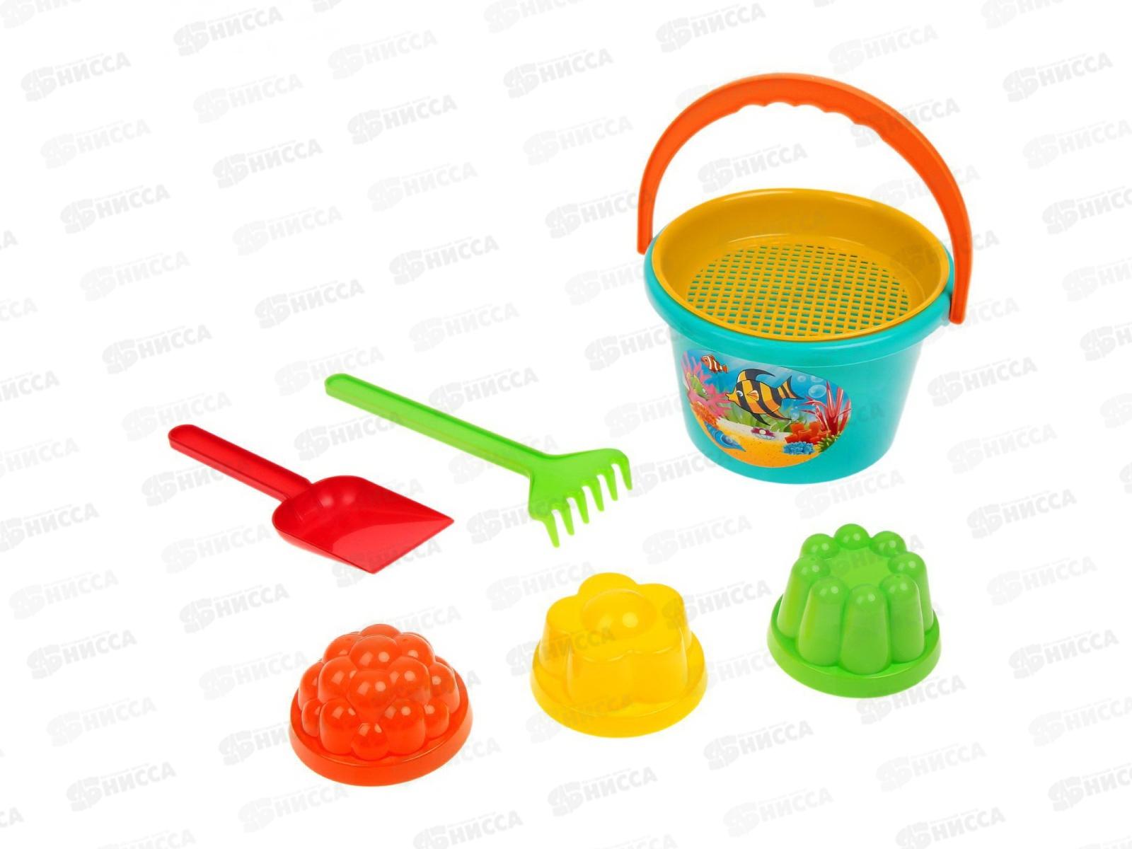 Набор песочный №11, 1023 (ведро среднее+ситечко+3формы+лопатка+грабли)*36