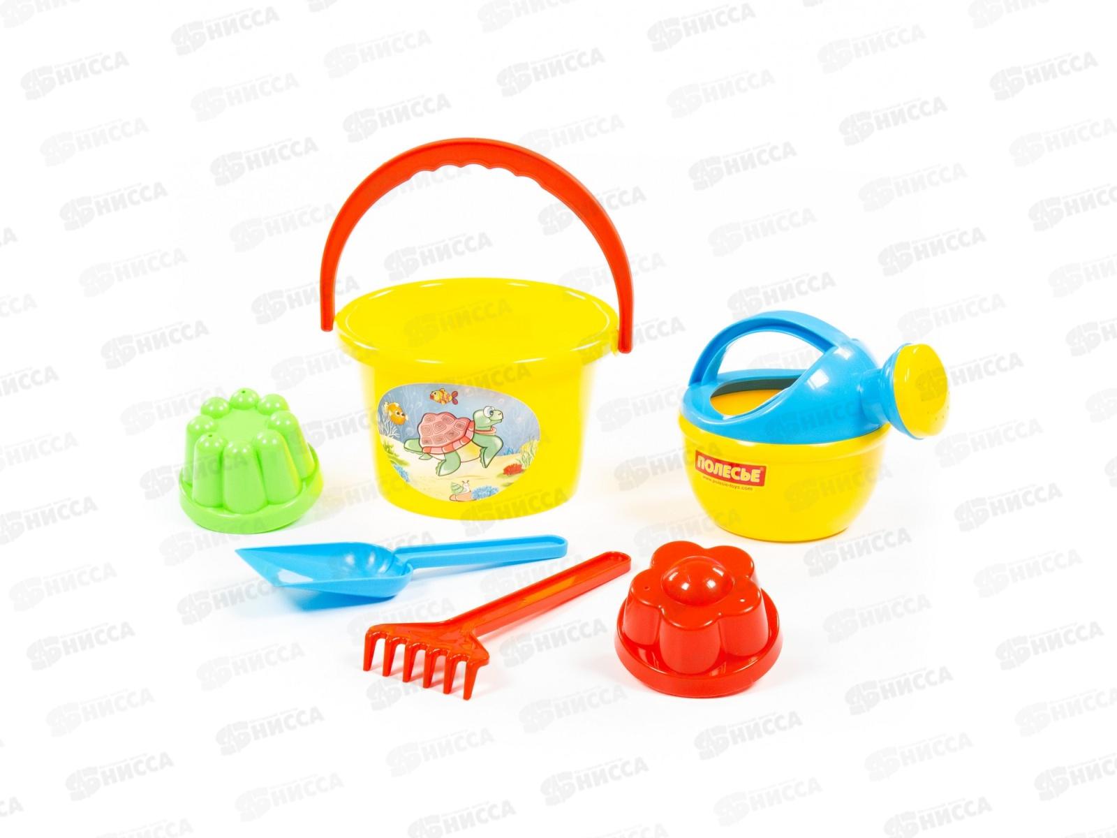 Набор песочный №205, 4375 (ведро среднее+грабли+2формы+лейка)  *24