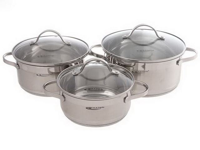 Набор кастрюль 6предметов Альта(1,6л+2,2л+3,2л)КТ-SET-005-1