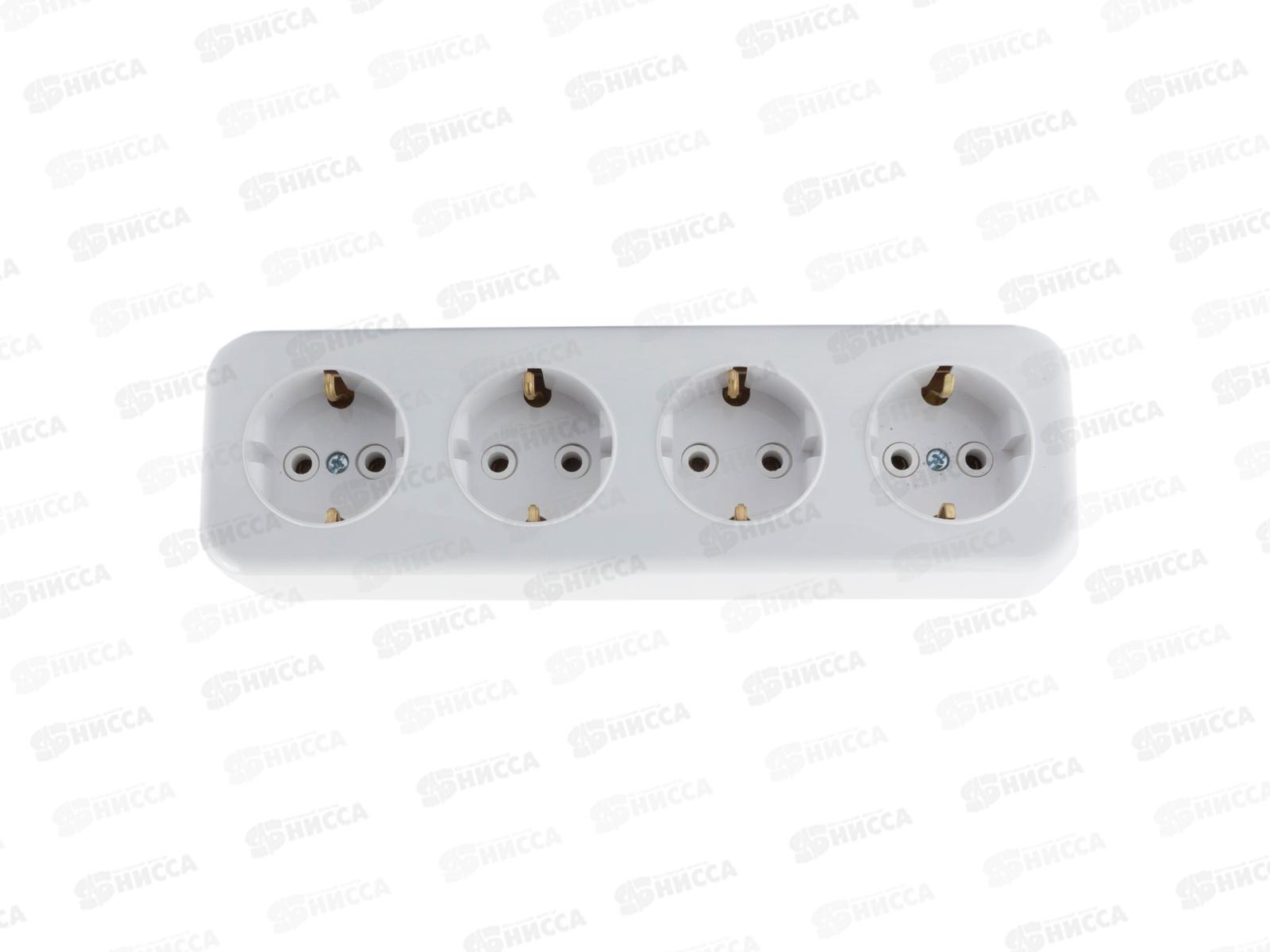 Розетка открытой установки заземляющий контакт 4-х местная РА16-245   245   *28  ш