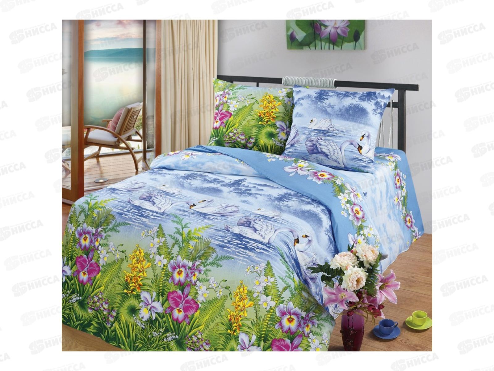 Комплект постельного белья 2 спальное 215*175 бязь набивная ,плотность 125 Лебединое озеро