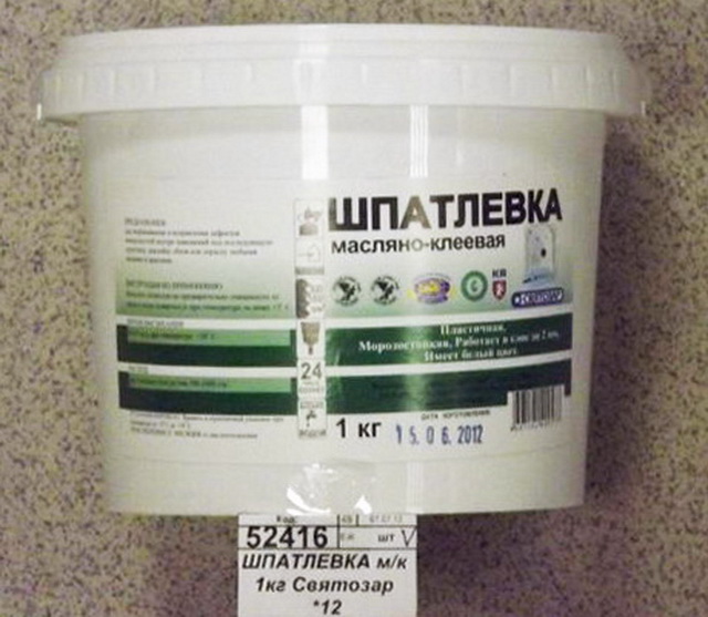 ШПАТЛЕВКА масляно-клеевая 1кг Святозар *12