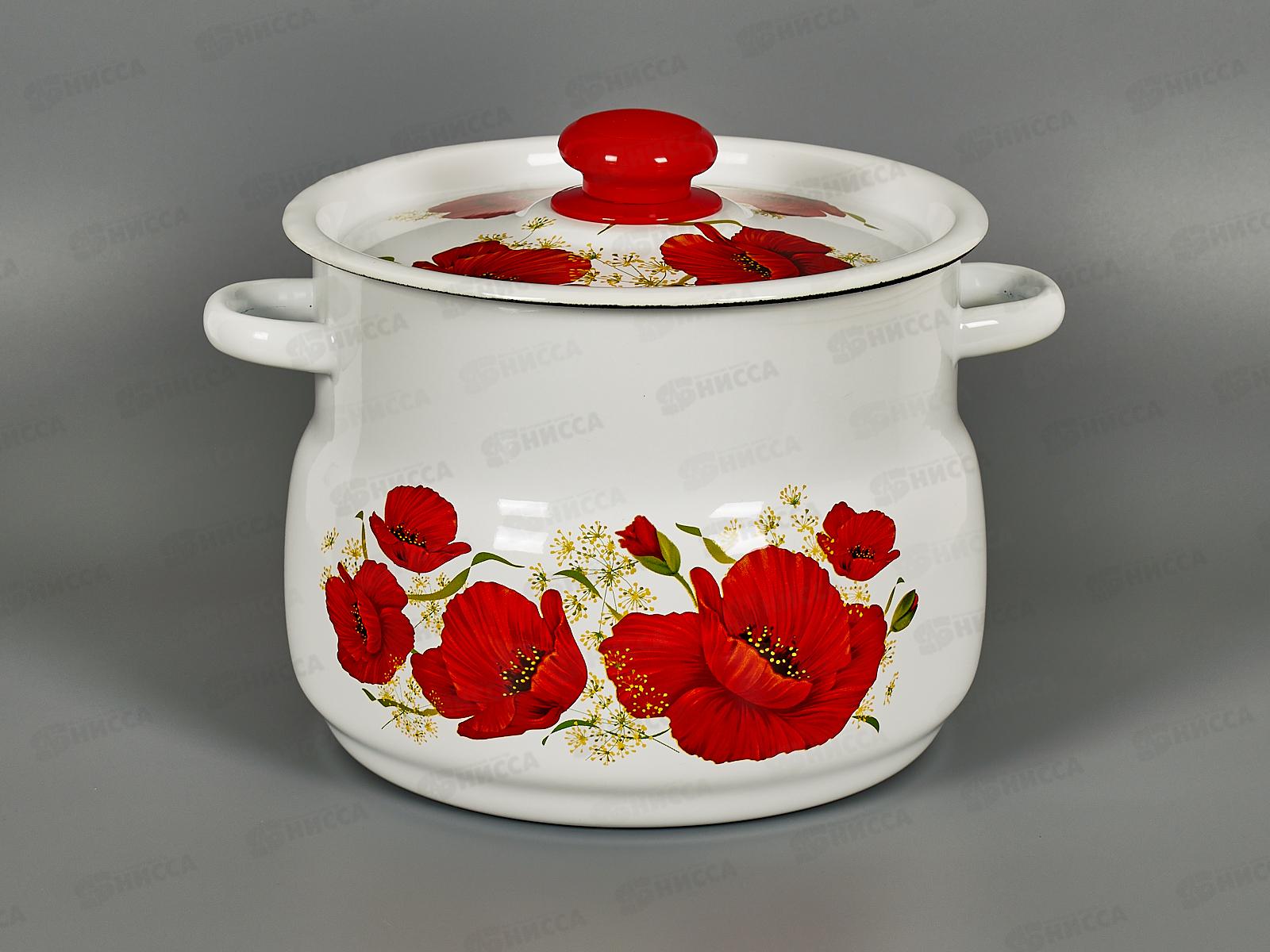 Кастрюля 5,5л сферическая декорированная белая крышка, деколь С1917.39 *4